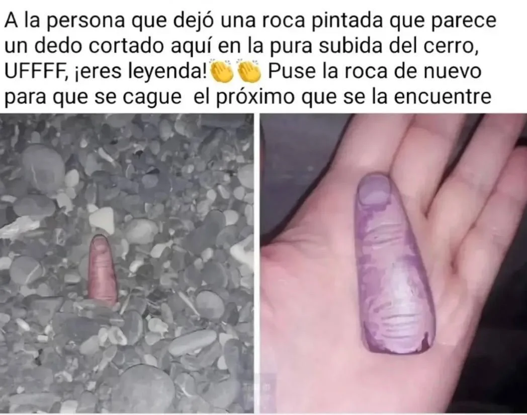 No mms y el que no levanta la roca jamás va a descubrir que no es un dedo real 🙃